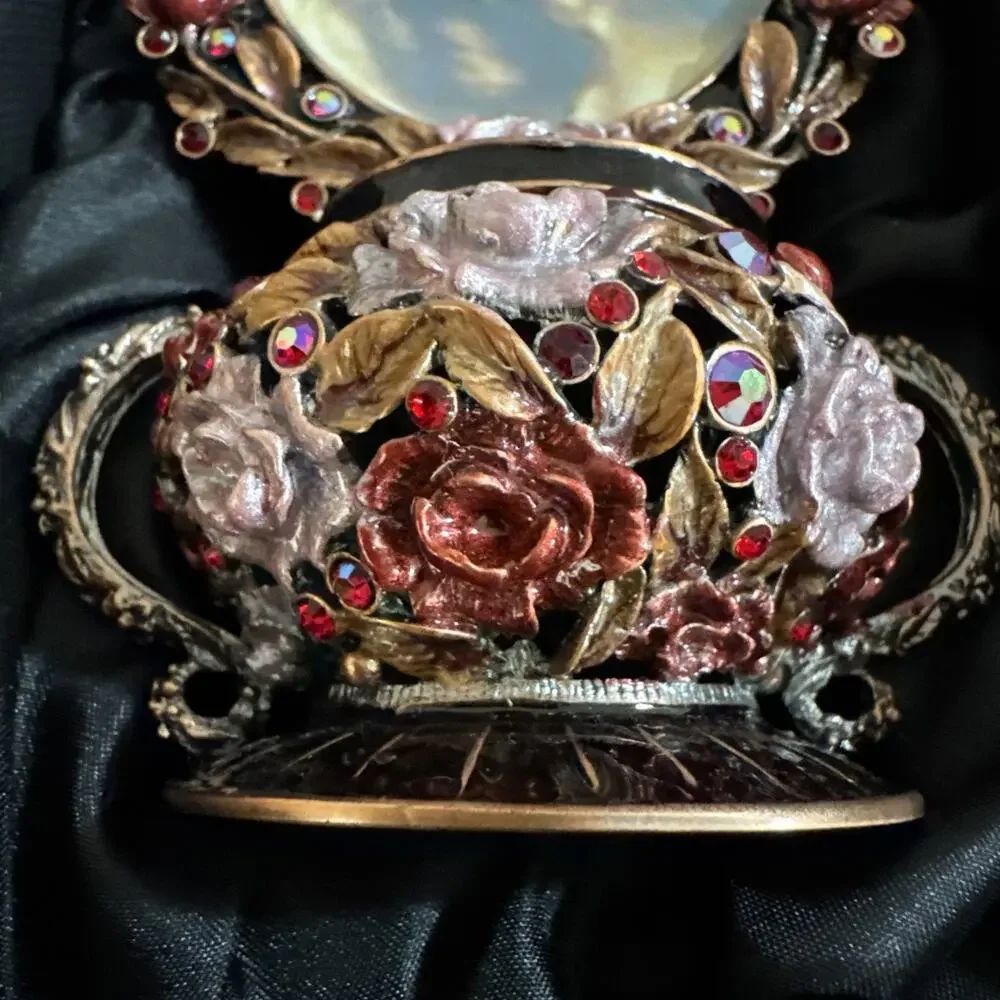 Collectible Flower Photo Frame Trinket Jewelry Box 6x3x3 - Victorian Style